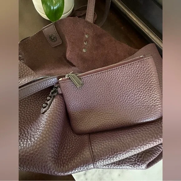 Rebecca Minkoff Studded Pebbled Leather Tote Bag - Burgundy Color - Picture 6 of 7